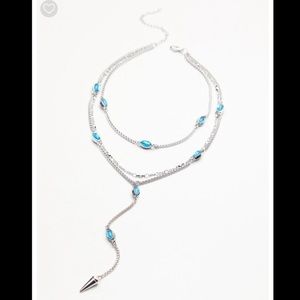 Free people silver and blue drop layer necklace